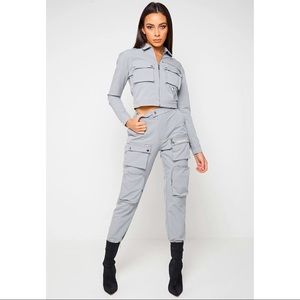 NWT Maniere de Voir UK 10 Gray Tech Cargo Jacket